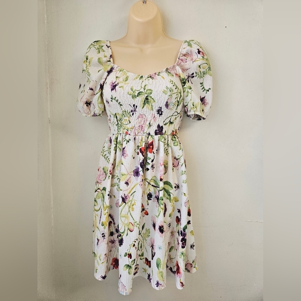 H&M/ Dress Women's XS Floral Puff Sleeve